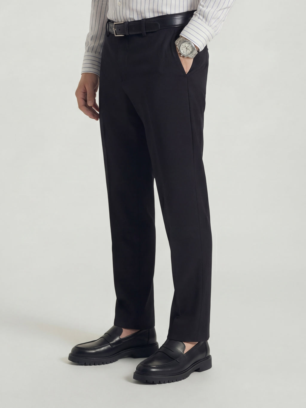 Highlander Men Charcoal Slim Fit Solid Formal Trouser - Charcoal - Image 6