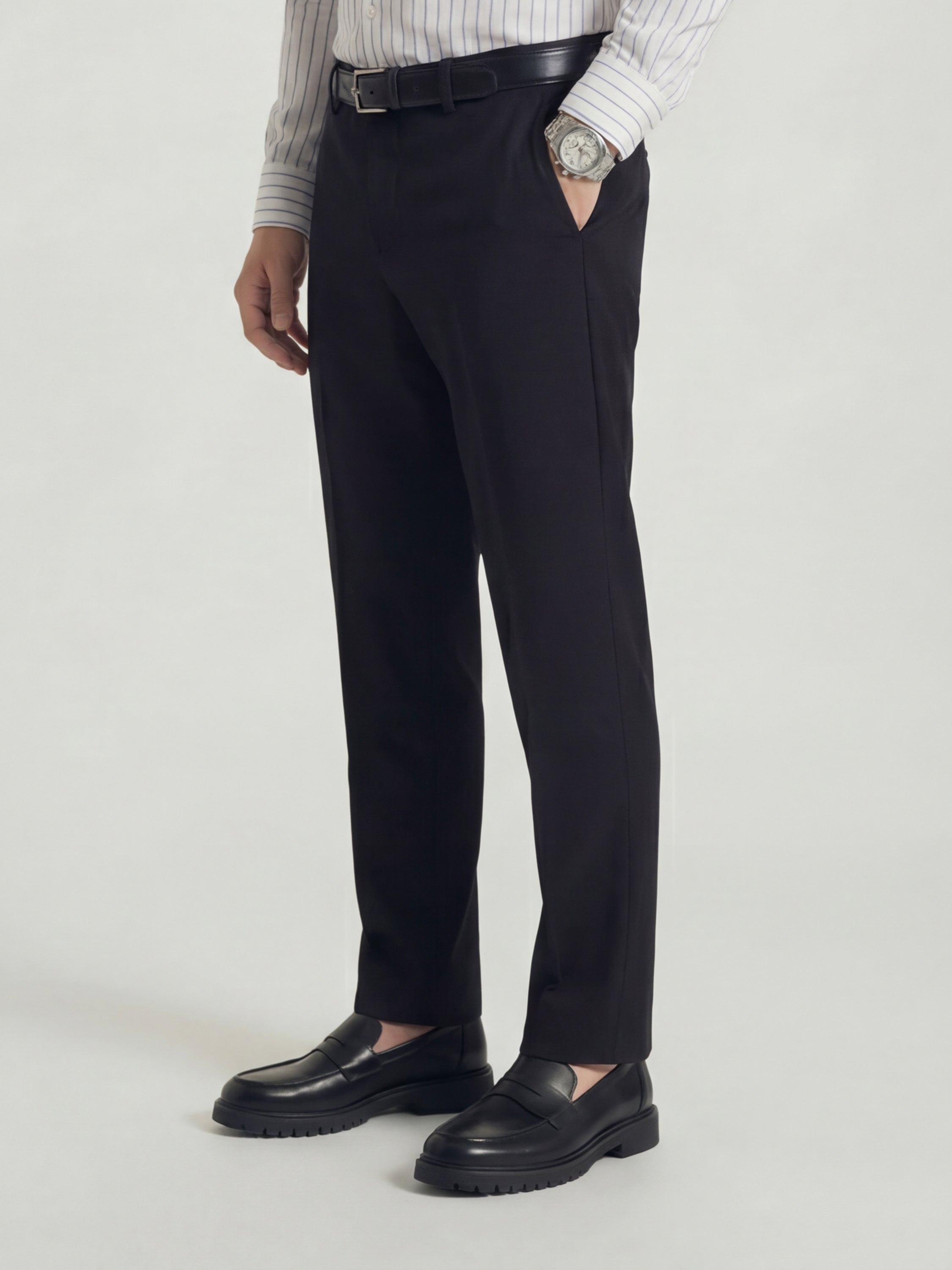 Highlander Men Charcoal Slim Fit Solid Formal Trouser - Charcoal - Image 6
