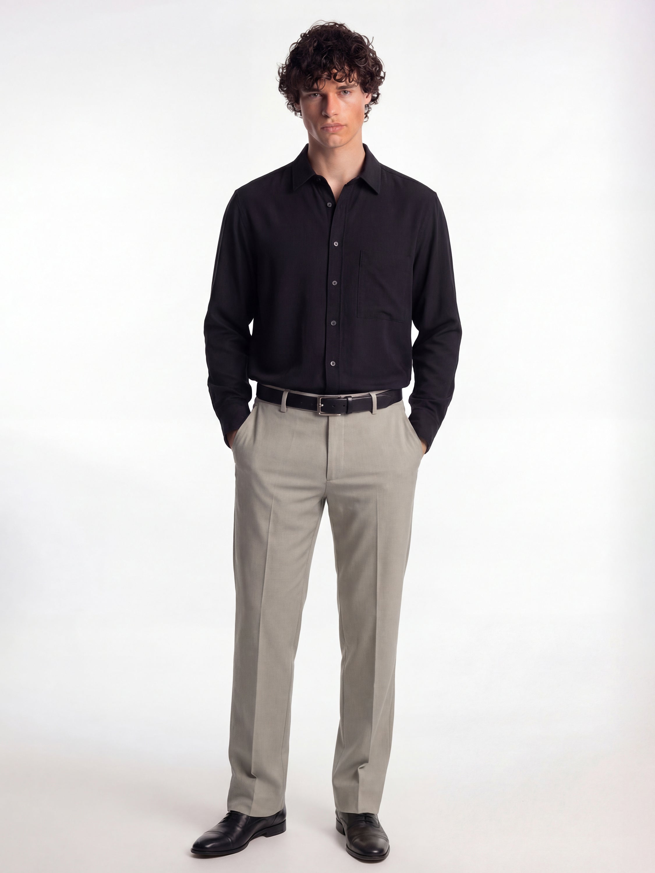 Highlander Men Beige Slim Fit Solid Formal Trouser - Beige - Image 2