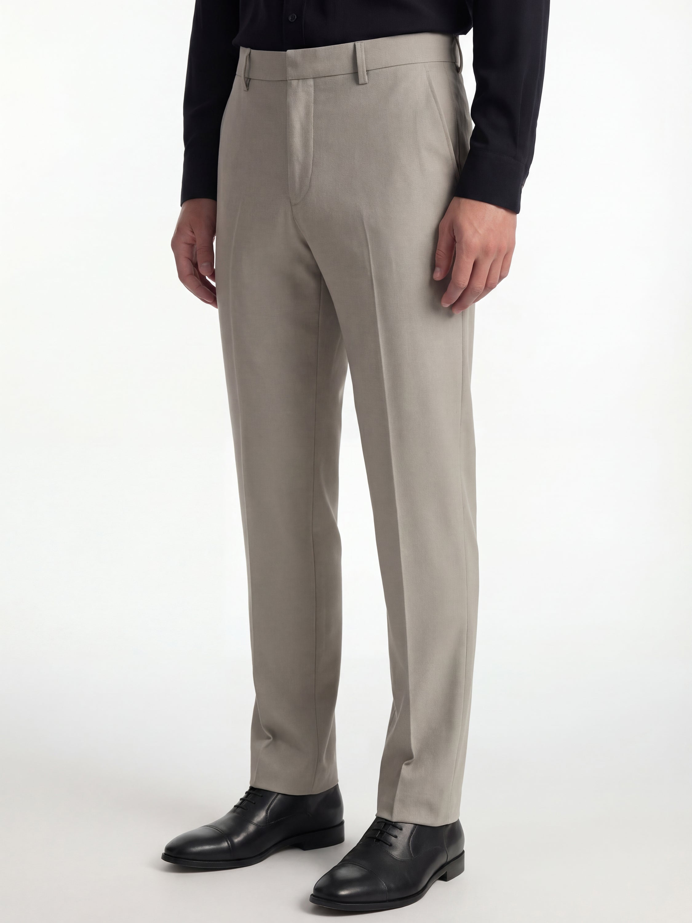 Highlander Men Beige Slim Fit Solid Formal Trouser - Beige - Image 4