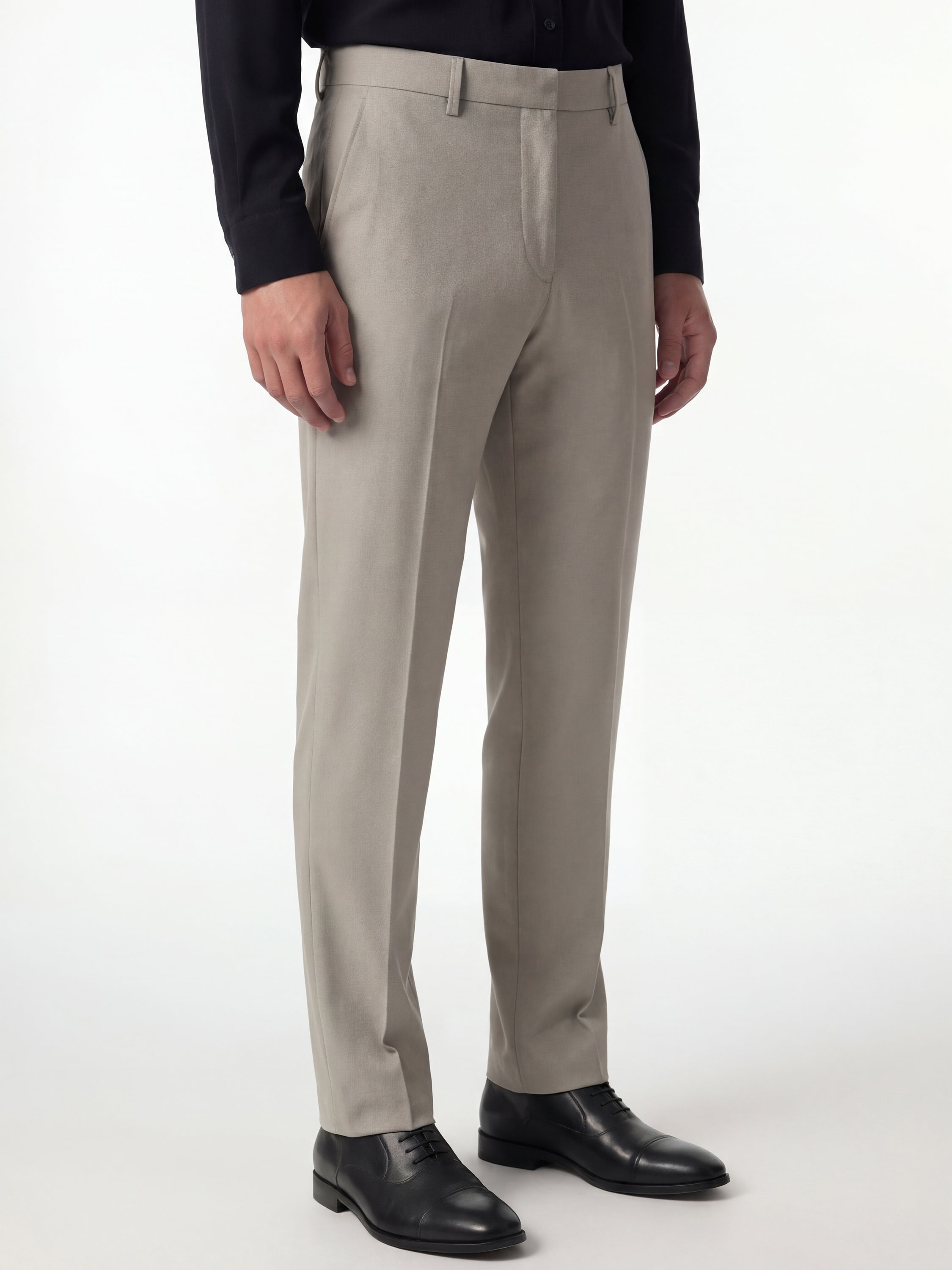Highlander Men Beige Slim Fit Solid Formal Trouser - Beige - Image 5