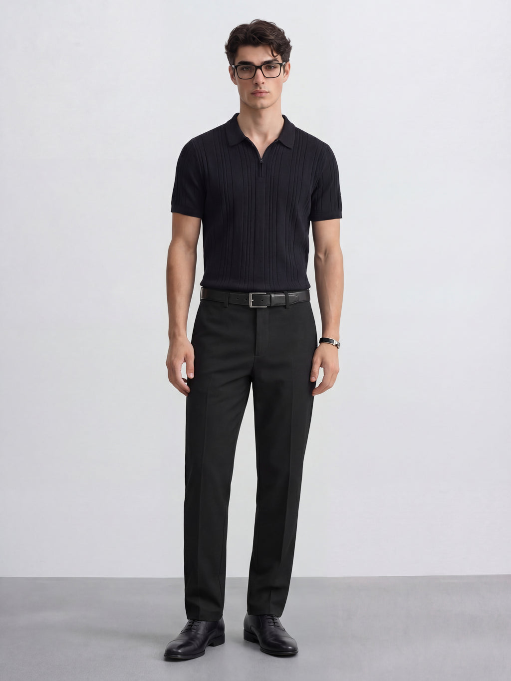 Highlander Men Black Slim Fit Solid Formal Trouser - Black - Image 2