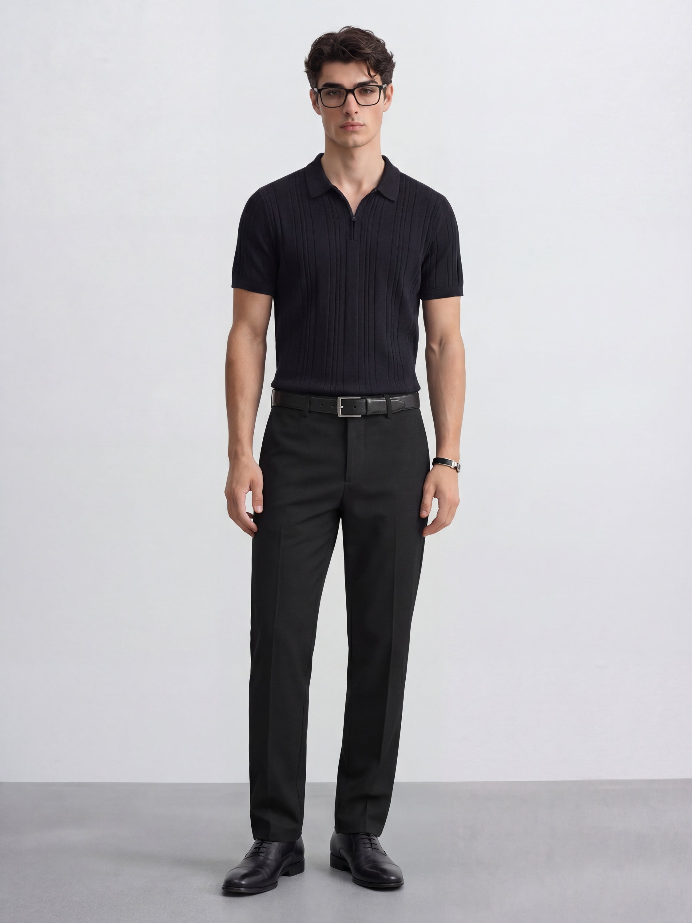 Highlander Men Black Slim Fit Solid Formal Trouser - Black - Image 2