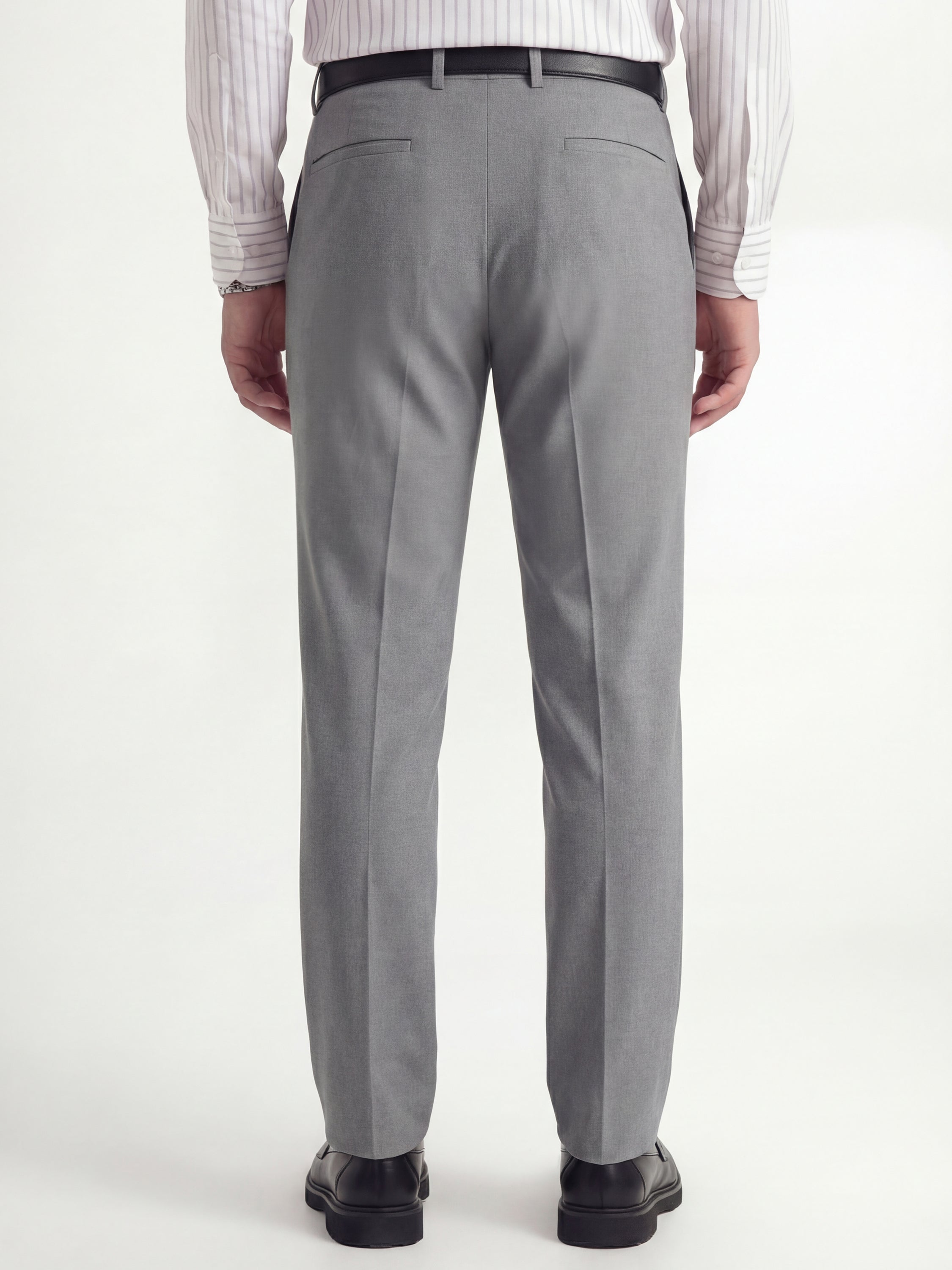Highlander Men Grey Slim Fit Solid Formal Trouser - Grey - Image 3
