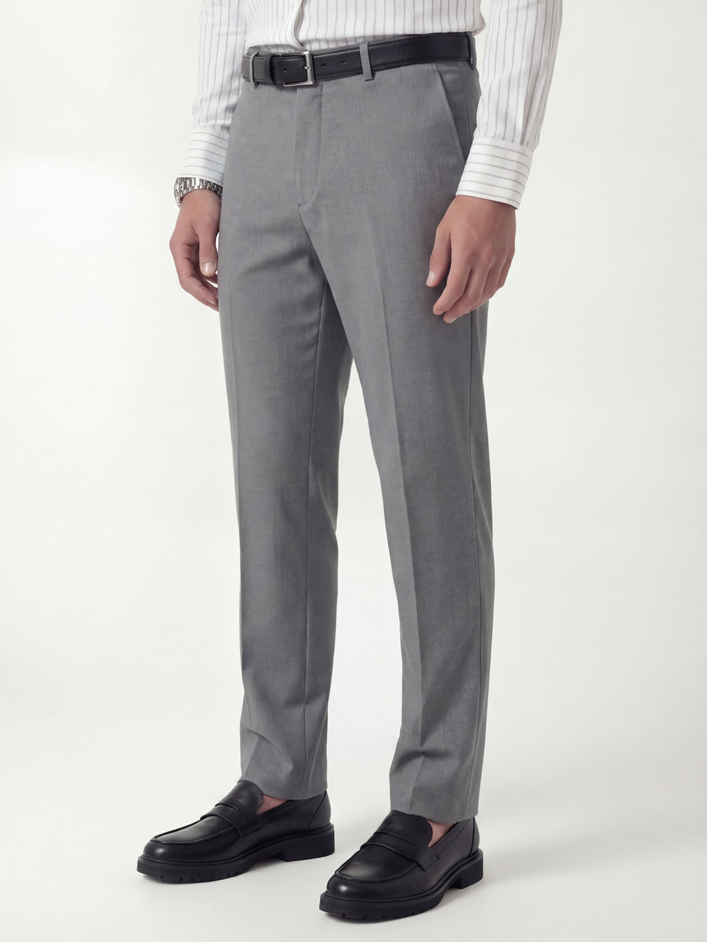 Highlander Men Grey Slim Fit Solid Formal Trouser - Grey - Image 4