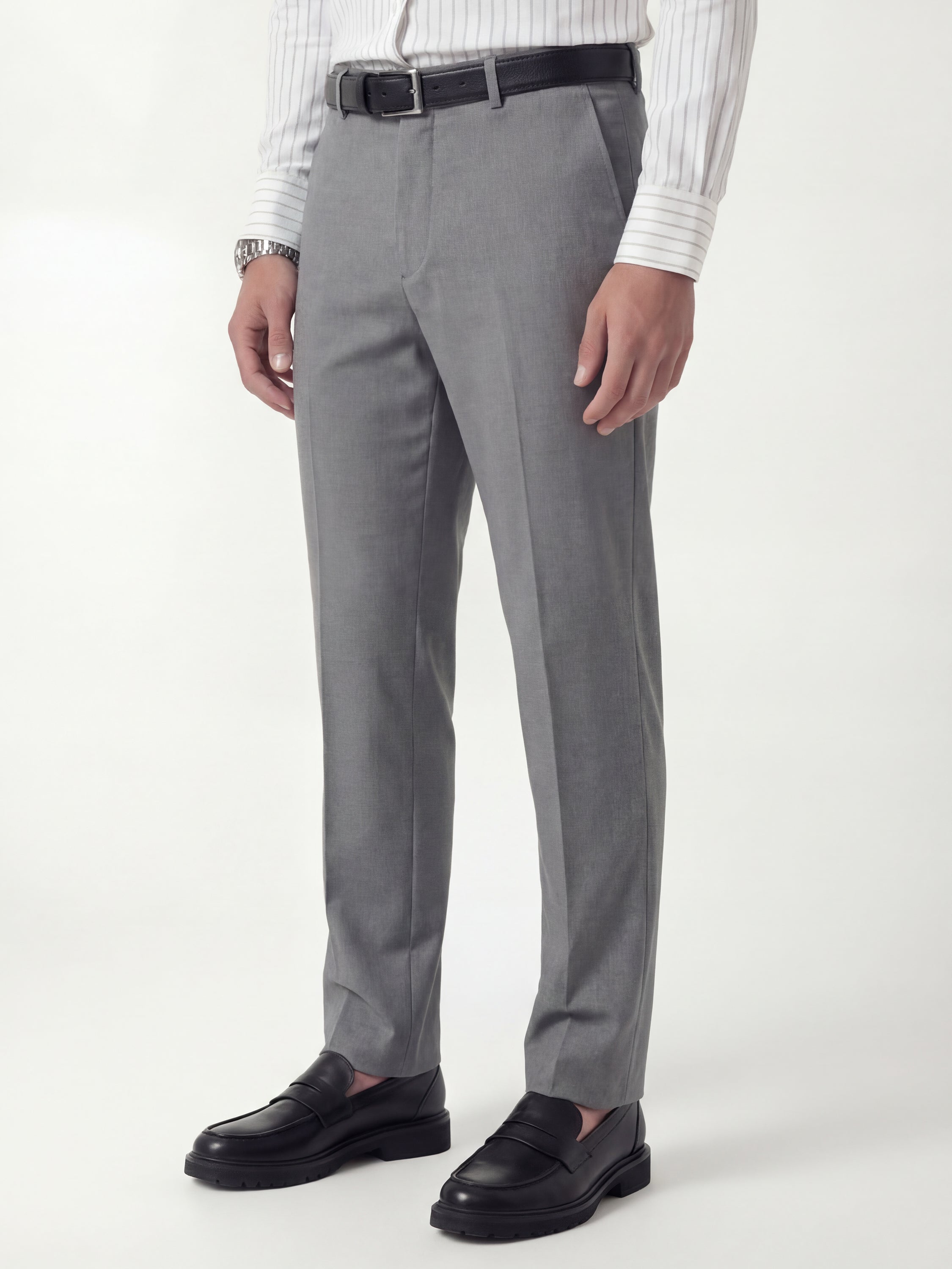 Highlander Men Grey Slim Fit Solid Formal Trouser - Grey - Image 4