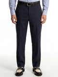 Highlander Men Navy Blue Slim Fit Solid Formal Trouser - Navy Blue - Image 1