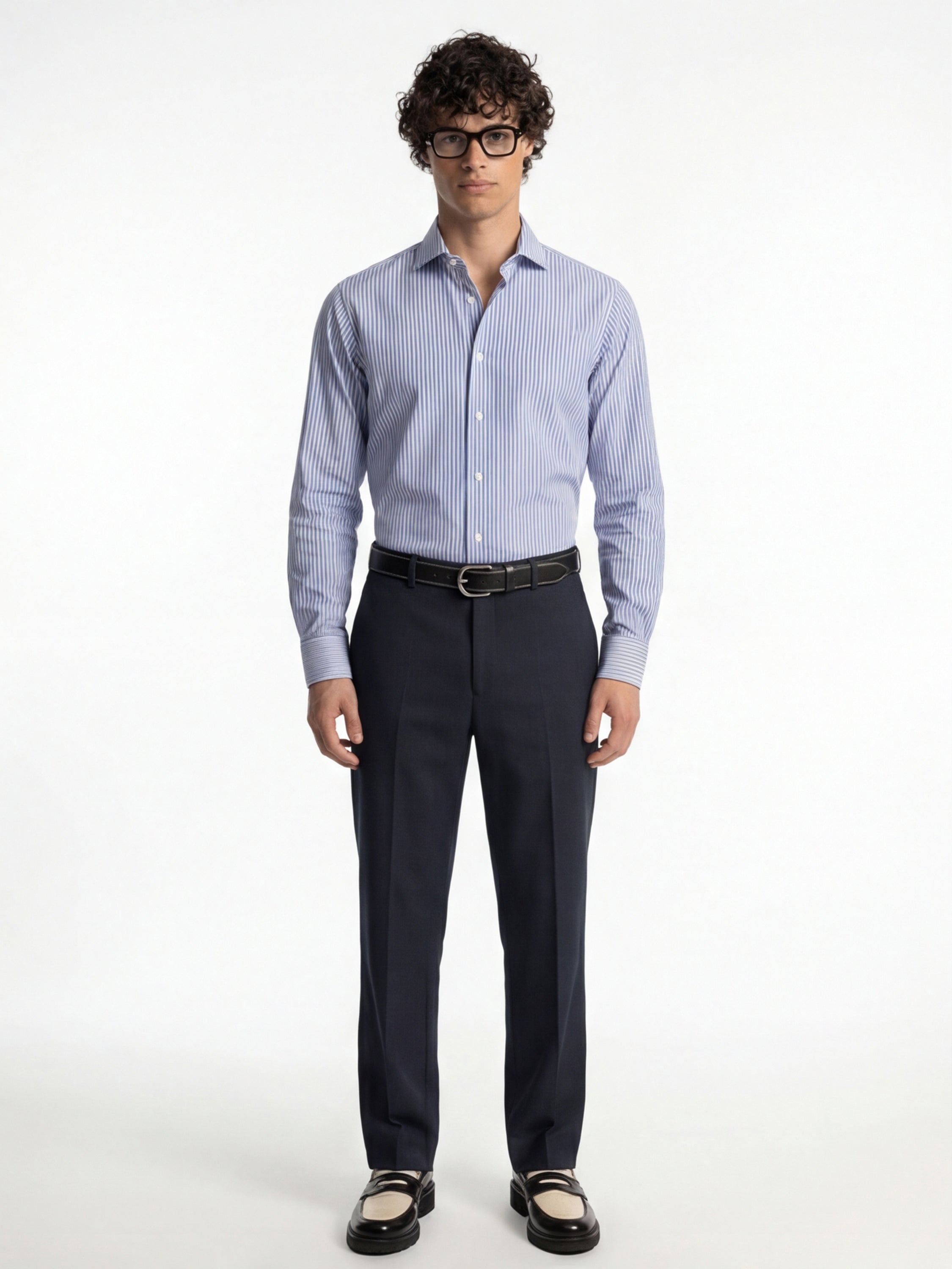 Highlander Men Navy Blue Slim Fit Solid Formal Trouser - Navy Blue - Image 2