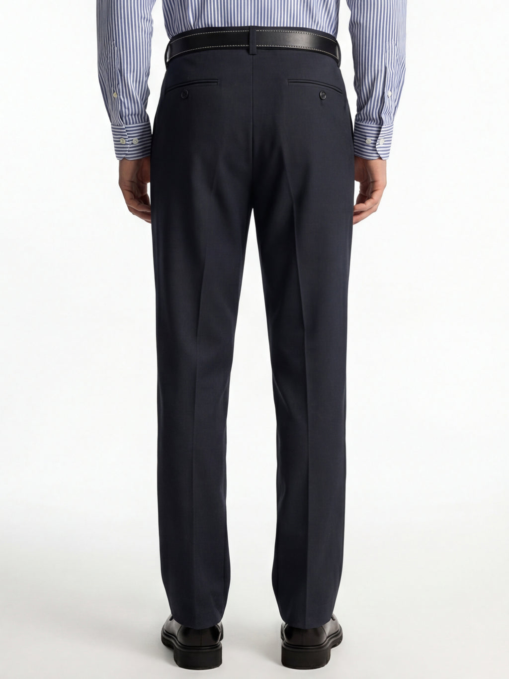 Highlander Men Navy Blue Slim Fit Solid Formal Trouser - Navy Blue - Image 3
