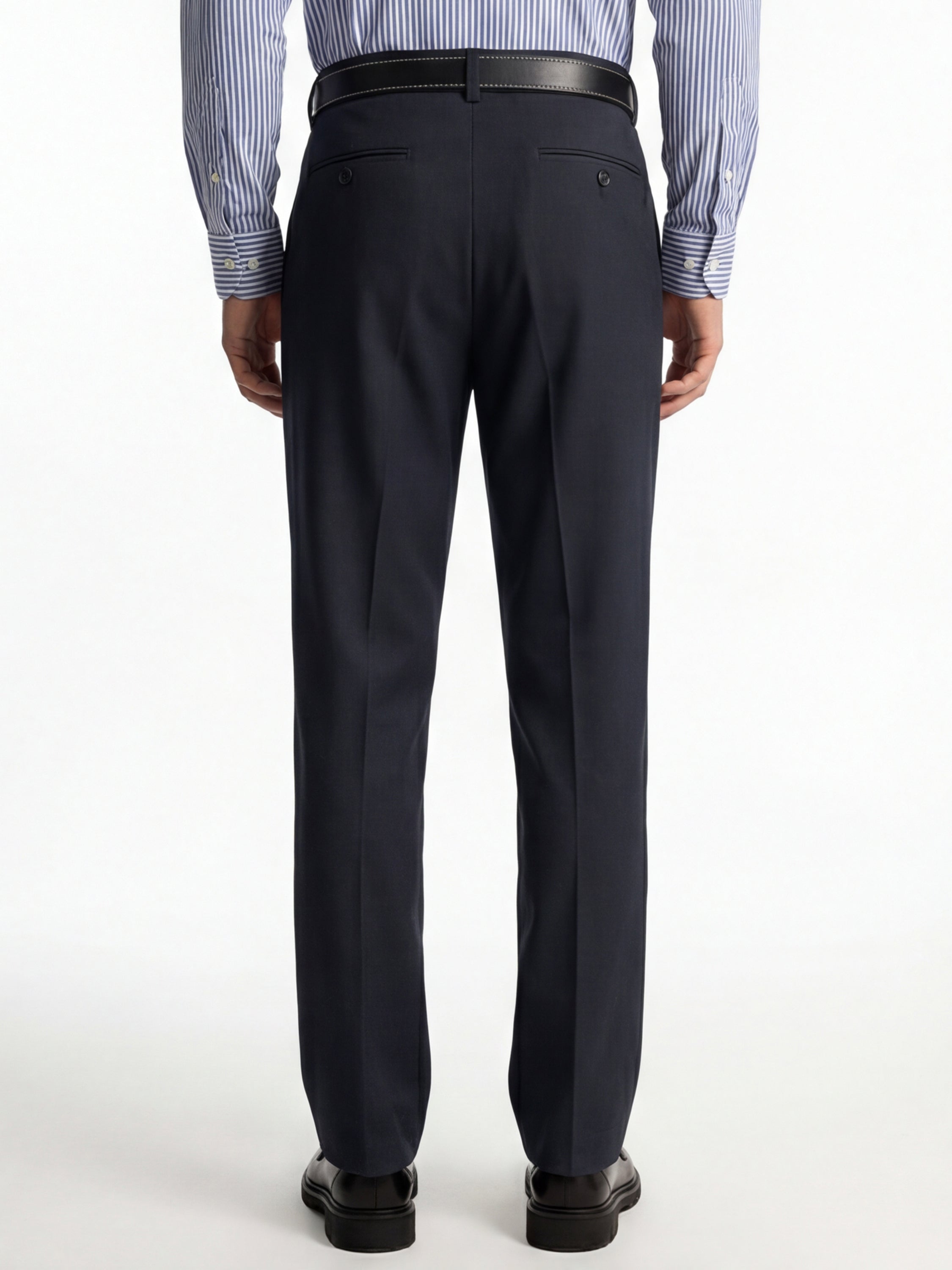 Highlander Men Navy Blue Slim Fit Solid Formal Trouser - Navy Blue - Image 3