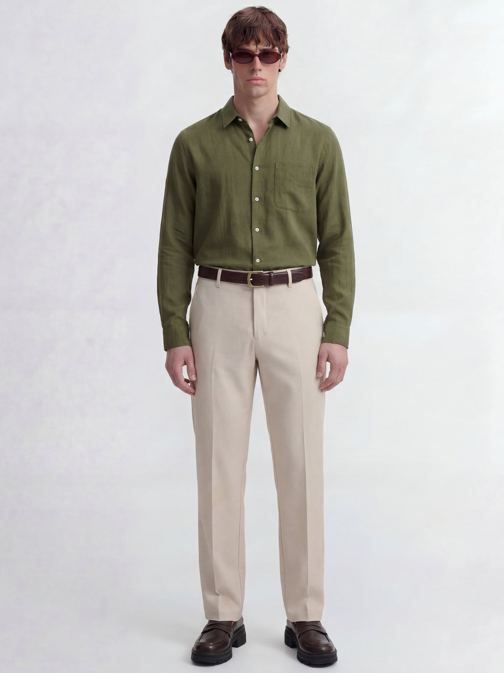 Highlander Men Beige Slim Fit Solid Formal Trouser - Beige - Image 2
