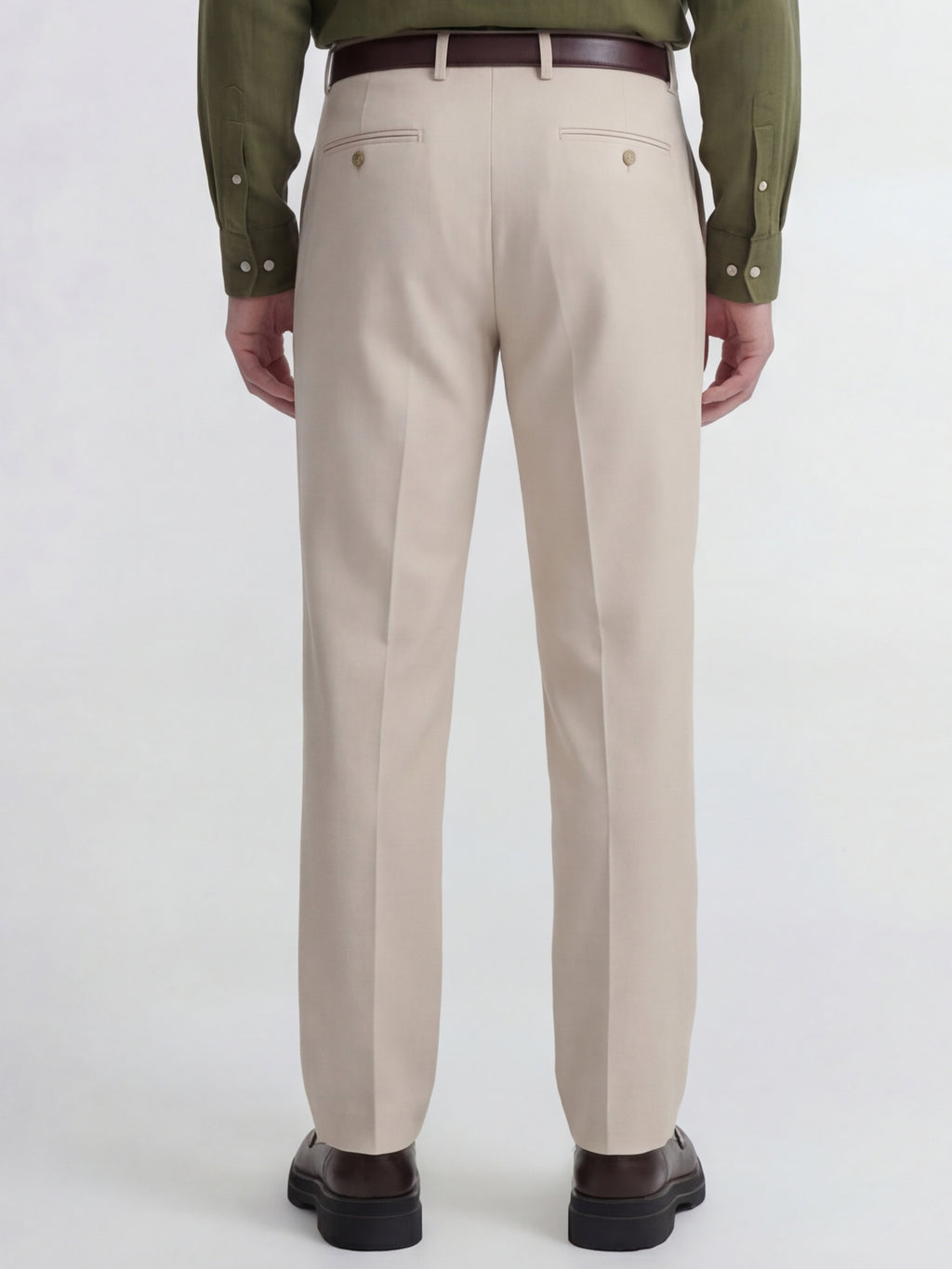 Highlander Men Beige Slim Fit Solid Formal Trouser - Beige - Image 3