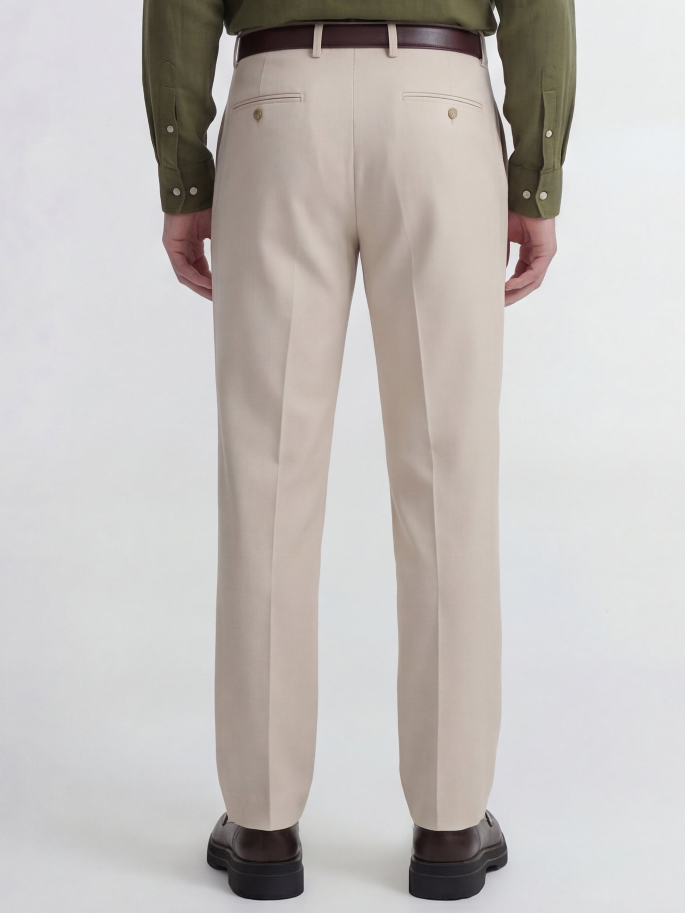 Highlander Men Beige Slim Fit Solid Formal Trouser - Beige - Image 3