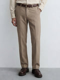 Highlander Men Khaki Slim Fit Solid Formal Trouser - Khaki - Image 1