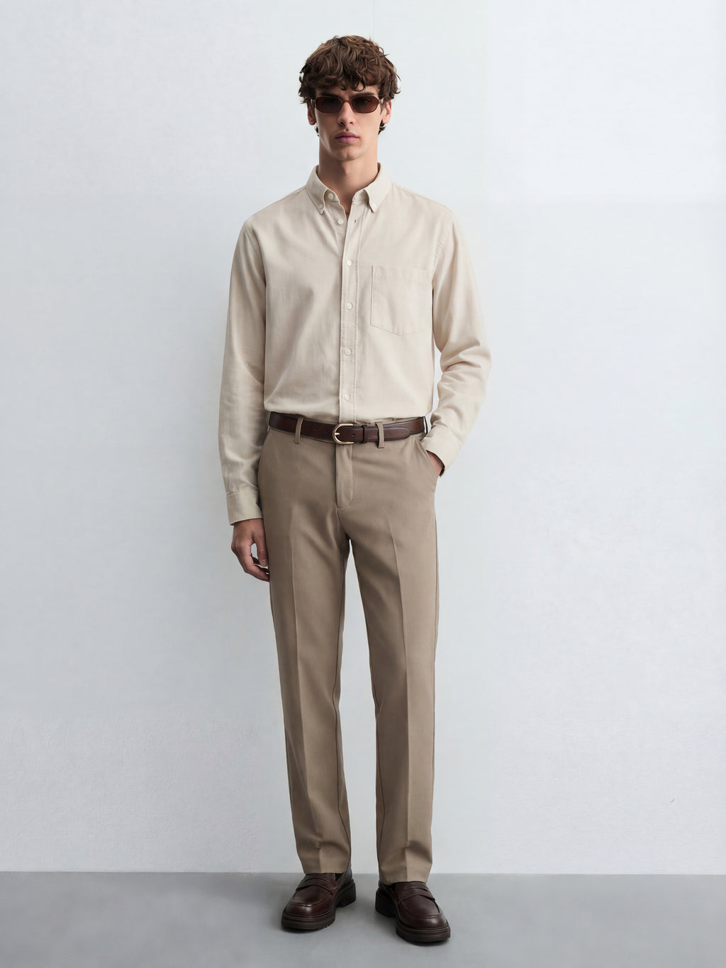 Highlander Men Khaki Slim Fit Solid Formal Trouser - Khaki - Image 2