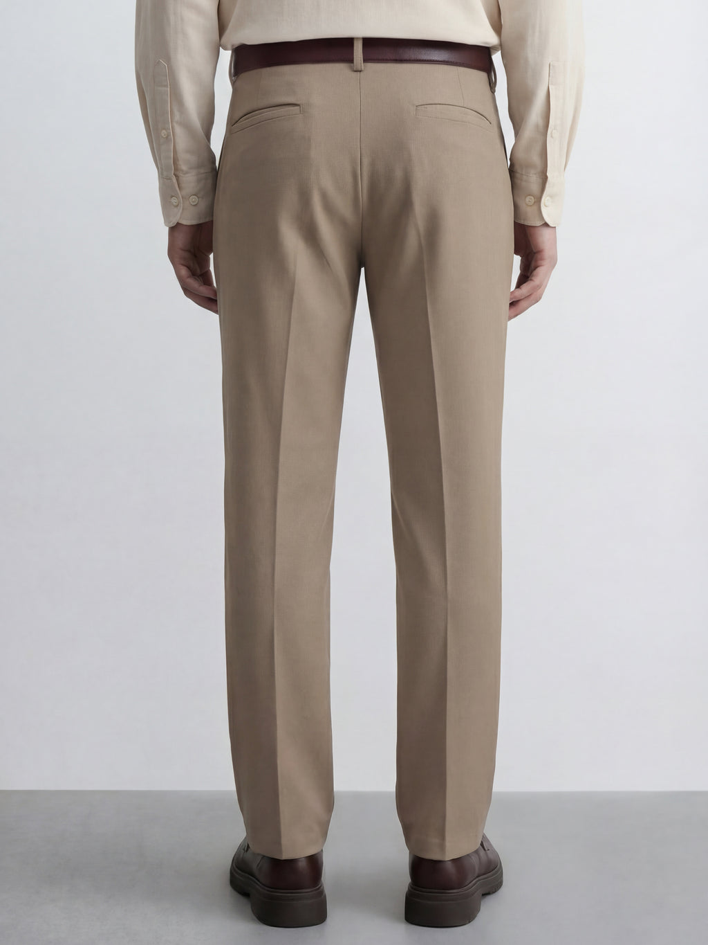 Highlander Men Khaki Slim Fit Solid Formal Trouser - Khaki - Image 3