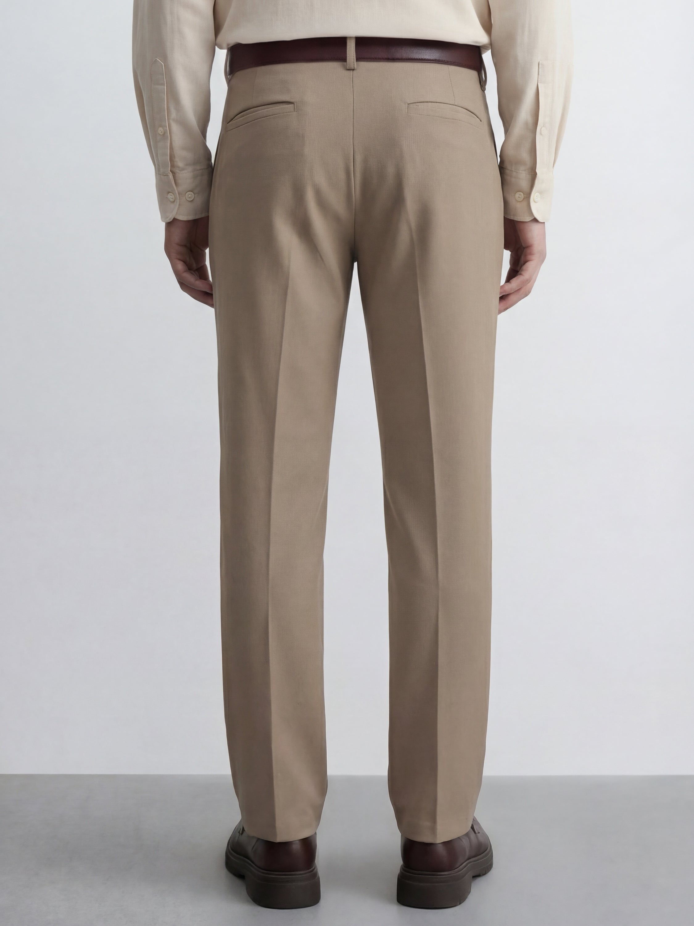 Highlander Men Khaki Slim Fit Solid Formal Trouser - Khaki - Image 3