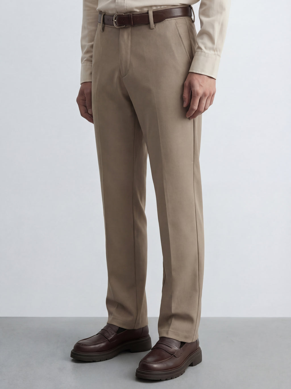 Highlander Men Khaki Slim Fit Solid Formal Trouser - Khaki - Image 4