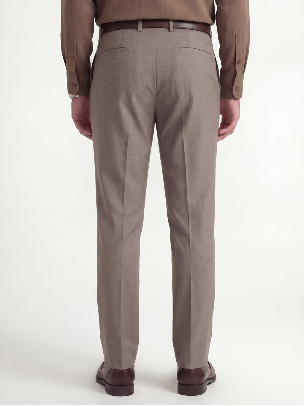 Highlander Men Tan Slim Fit Solid Formal Trouser - Tan - Image 3