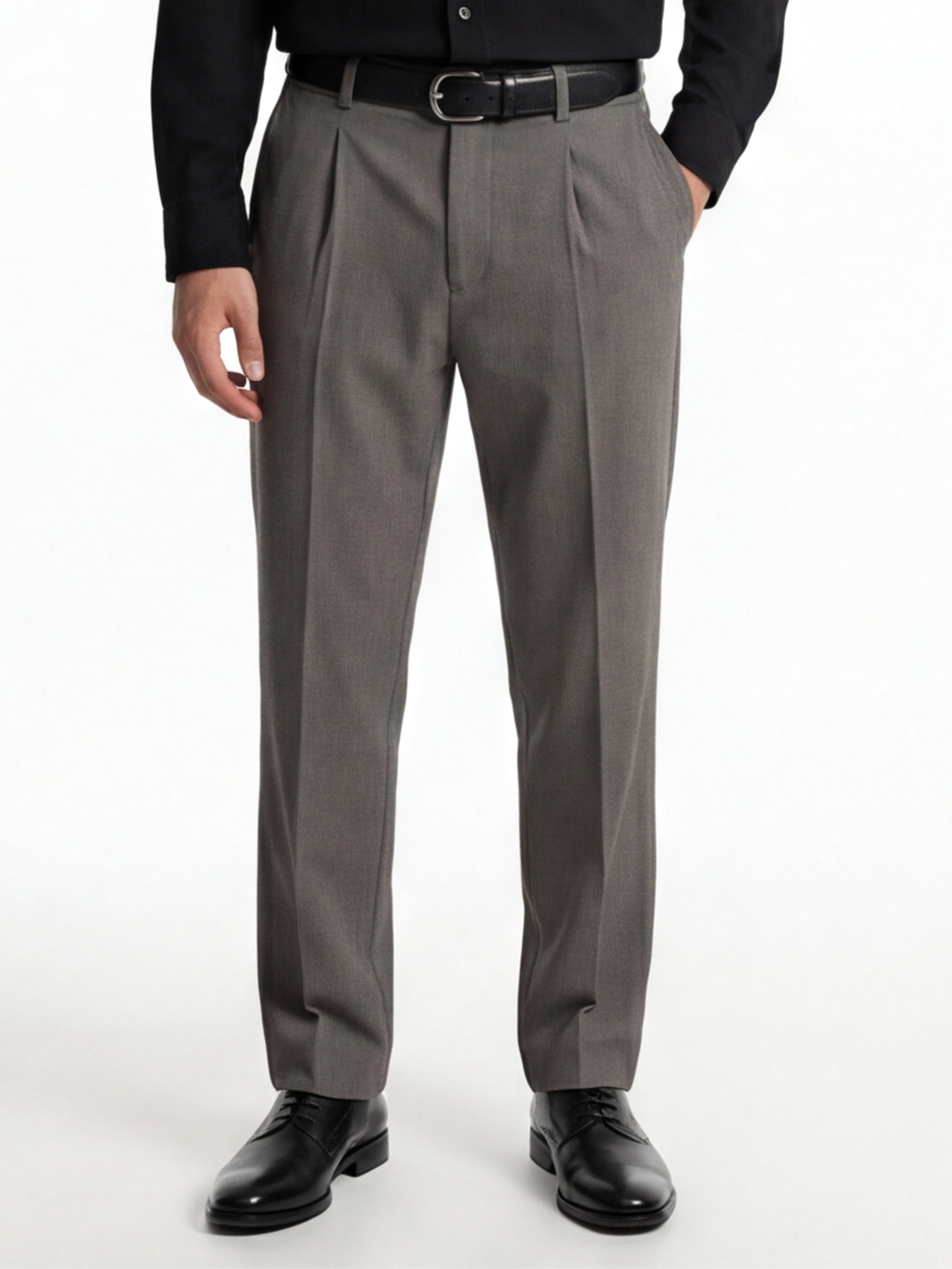 Highlander Men Grey Slim Fit Solid Formal Trouser - Grey - Image 1