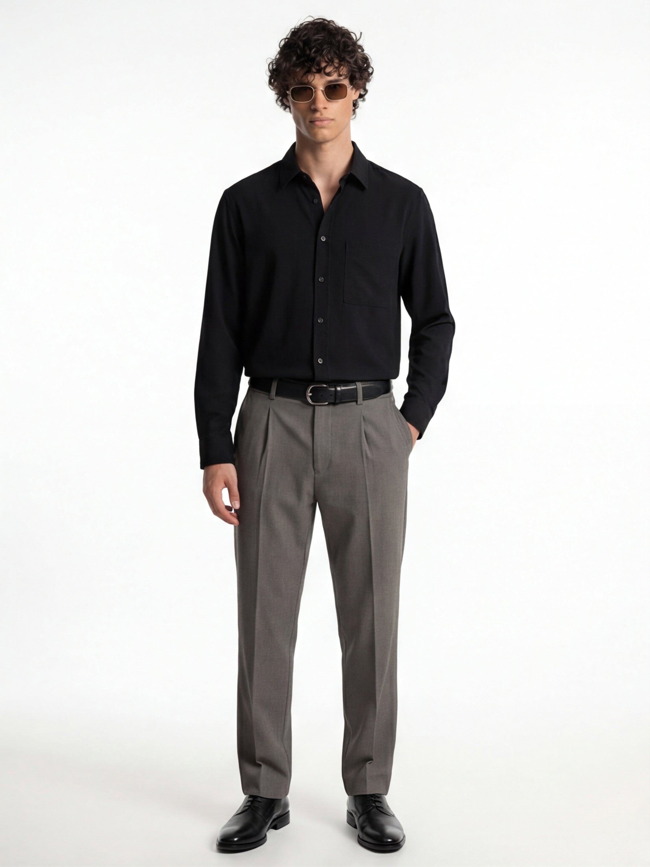 Highlander Men Grey Slim Fit Solid Formal Trouser - Grey - Image 2