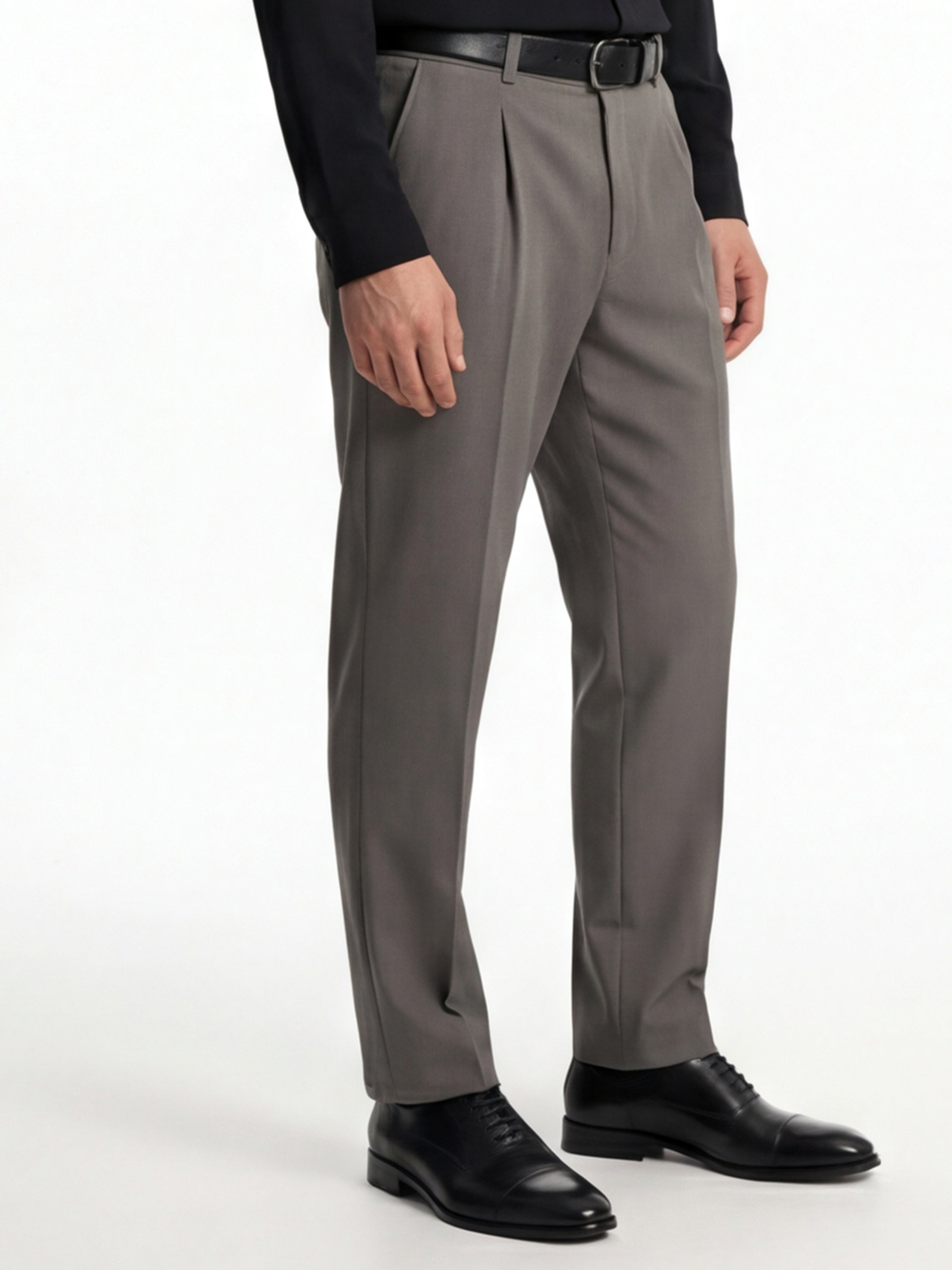 Highlander Men Grey Slim Fit Solid Formal Trouser - Grey - Image 5