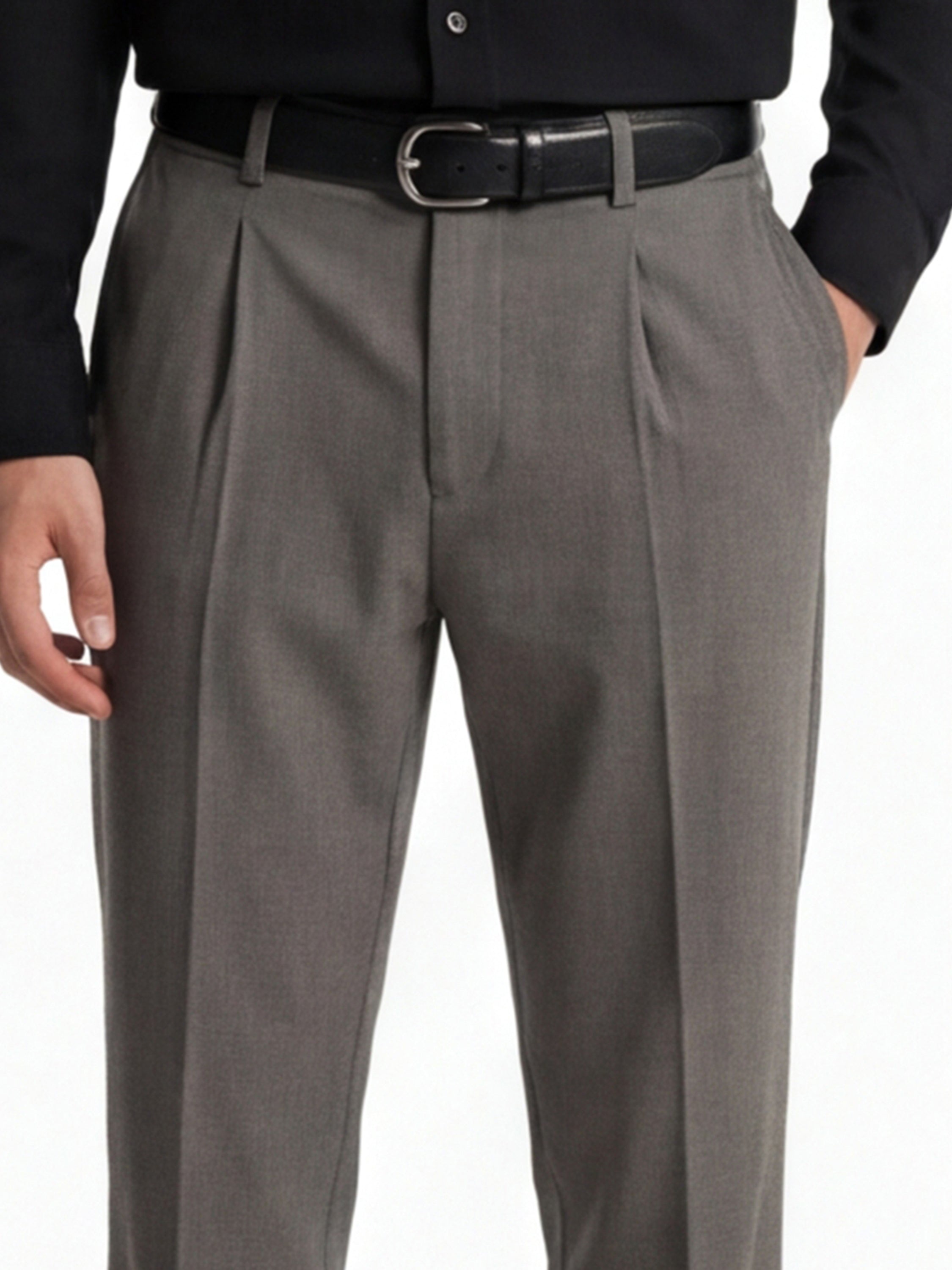 Highlander Men Grey Slim Fit Solid Formal Trouser - Grey - Image 6