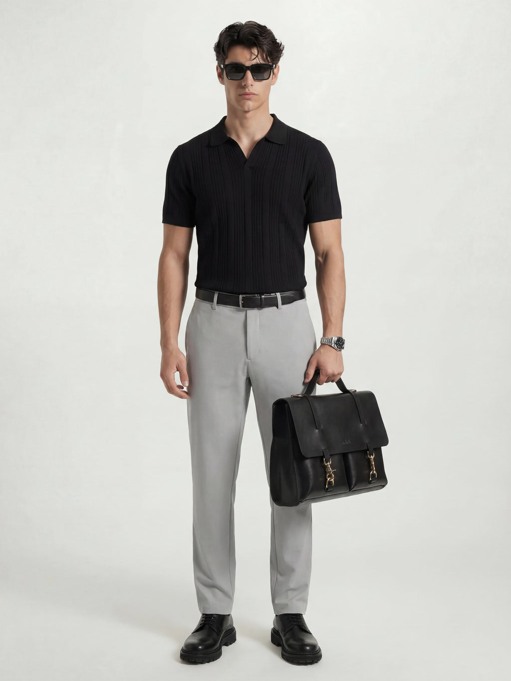 Highlander Men Grey Slim Fit Solid Formal Trouser - Grey - Image 2