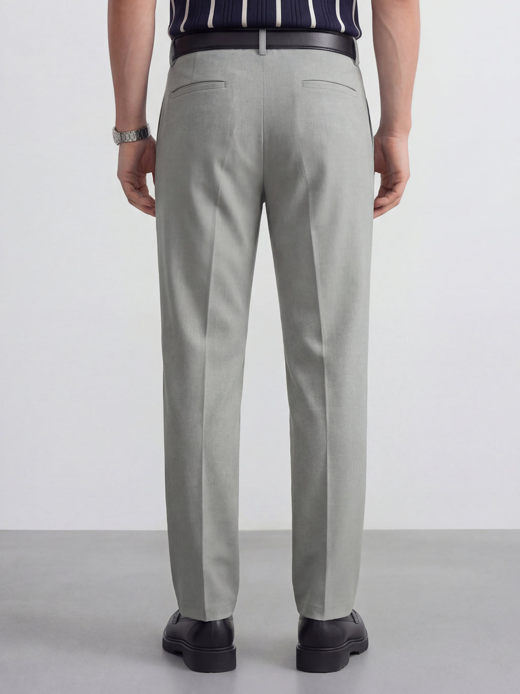 Highlander Men Grey Slim Fit Solid Formal Trouser - Grey - Image 3