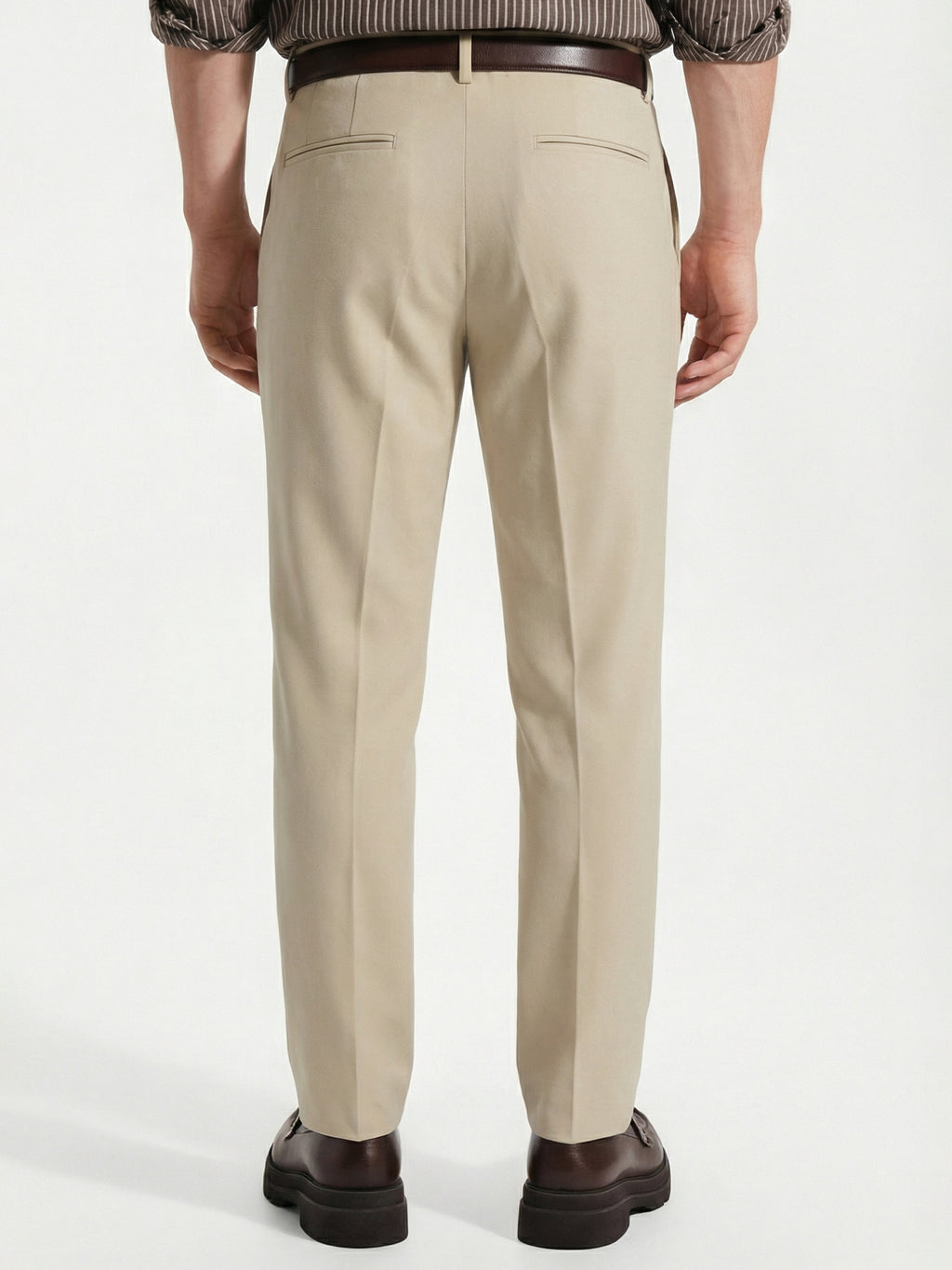 Highlander Men Beige Slim Fit Solid Formal Trouser - Beige - Image 3