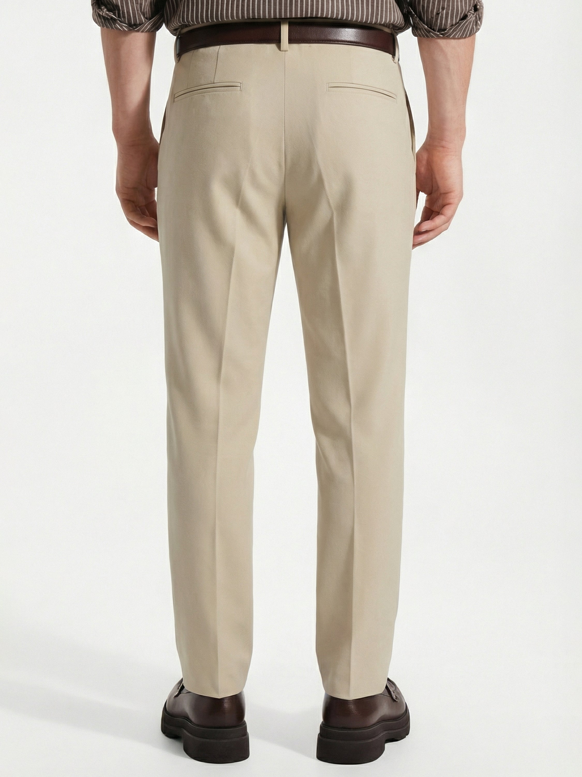 Highlander Men Beige Slim Fit Solid Formal Trouser - Beige - Image 3