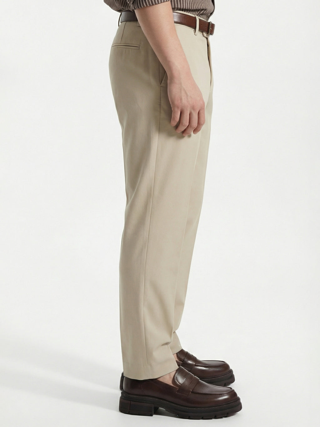 Highlander Men Beige Slim Fit Solid Formal Trouser - Beige - Image 5