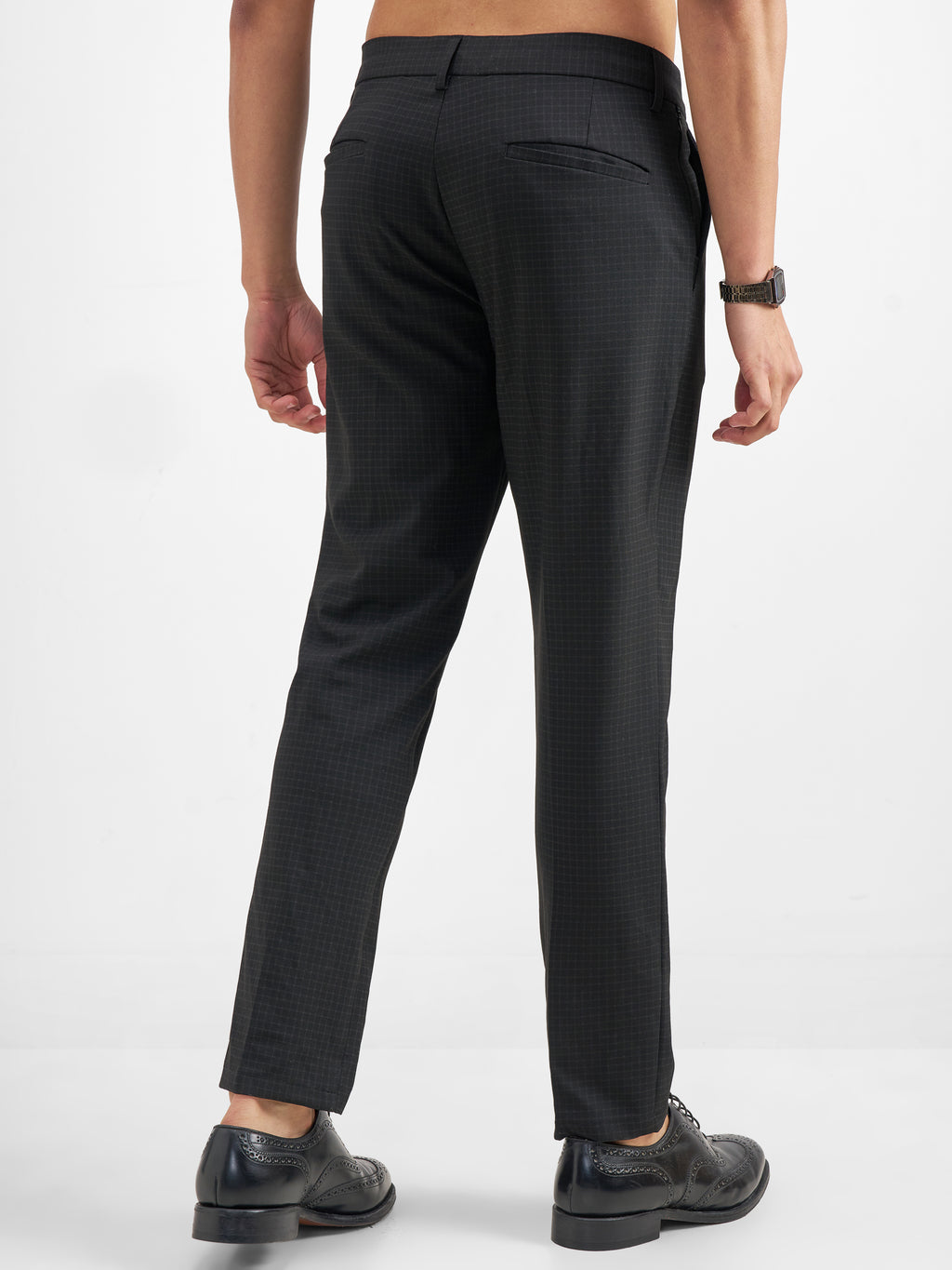 Highlander Men Brown Slim Fit Checked Regular Trouser - Brown - Image 3