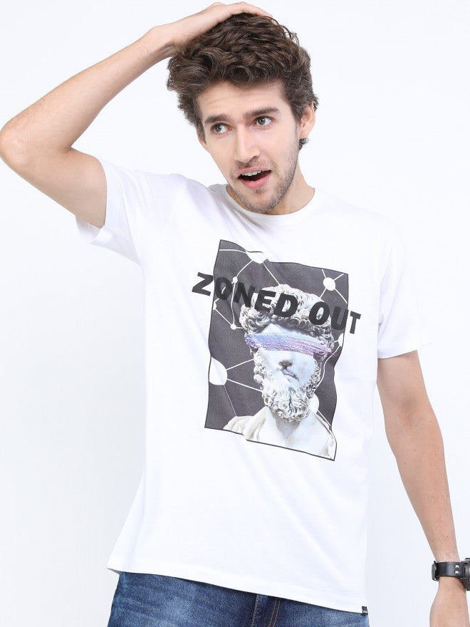 Highlander Men White Printed Round Neck T-Shirt - White - Image 1