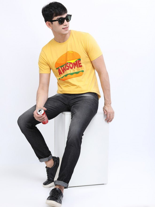 Highlander Men Light Yellow Printed Round Neck T-Shirt - Yellow - Image 2