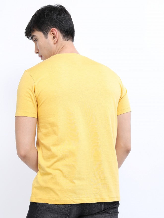 Highlander Men Light Yellow Printed Round Neck T-Shirt - Yellow - Image 3