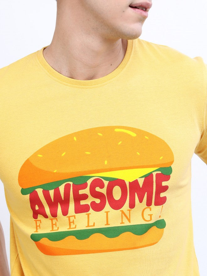 Highlander Men Light Yellow Printed Round Neck T-Shirt - Yellow - Image 5