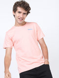 Men Pink Printed Round Neck Cotton T-shirt - Pink - Image 1