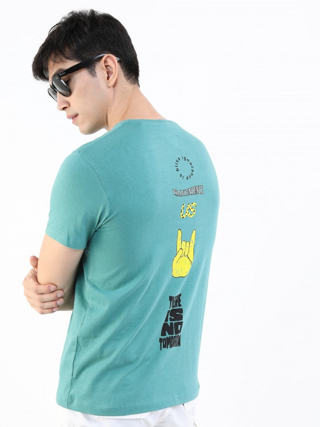 Highlander Men Teal. Printed Round Neck T-Shirt - Teal - Image 1