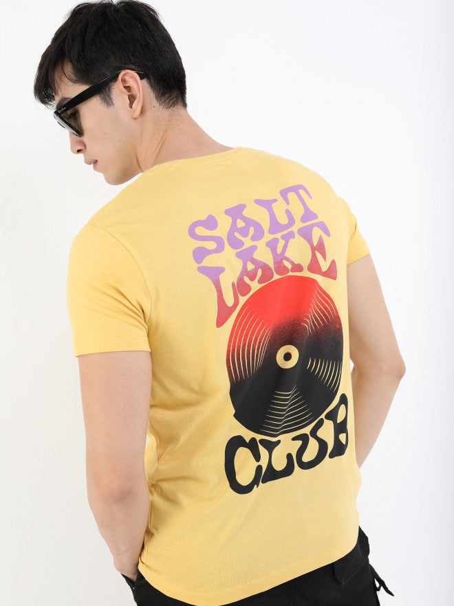 Highlander Men Light Yellow Printed Round Neck T-Shirt - Yellow - Image 1