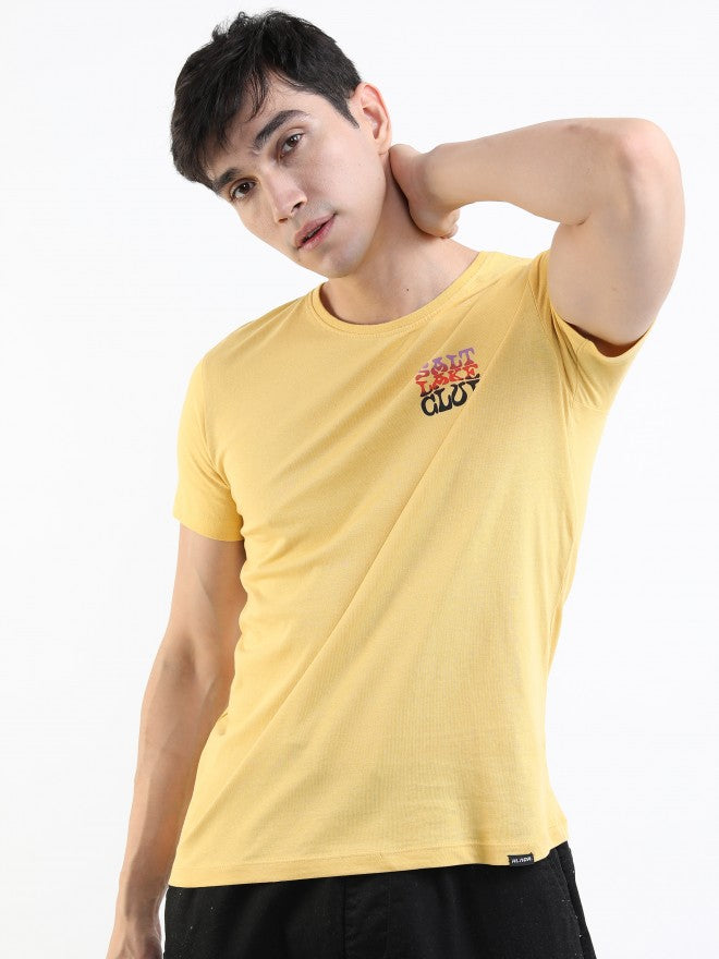 Highlander Men Light Yellow Printed Round Neck T-Shirt - Yellow - Image 3