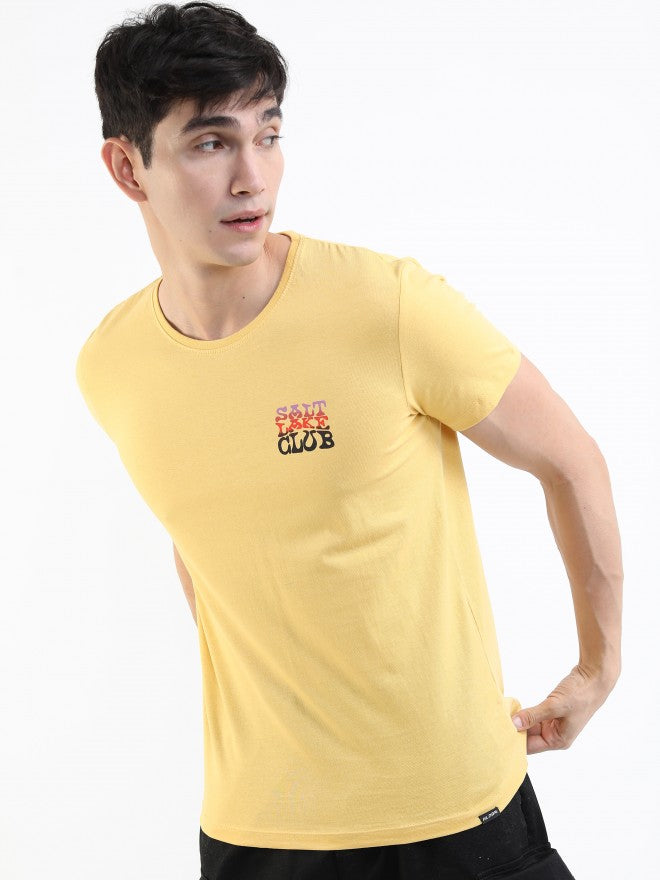 Highlander Men Light Yellow Printed Round Neck T-Shirt - Yellow - Image 4