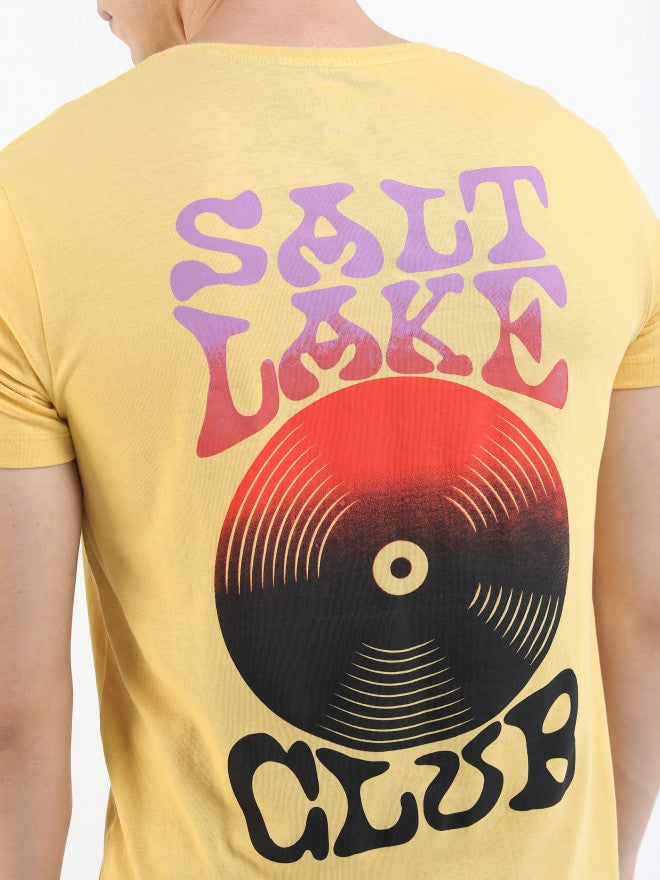 Highlander Men Light Yellow Printed Round Neck T-Shirt - Yellow - Image 5
