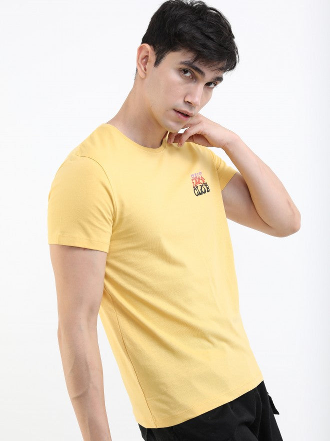 Highlander Men Light Yellow Printed Round Neck T-Shirt - Yellow - Image 6