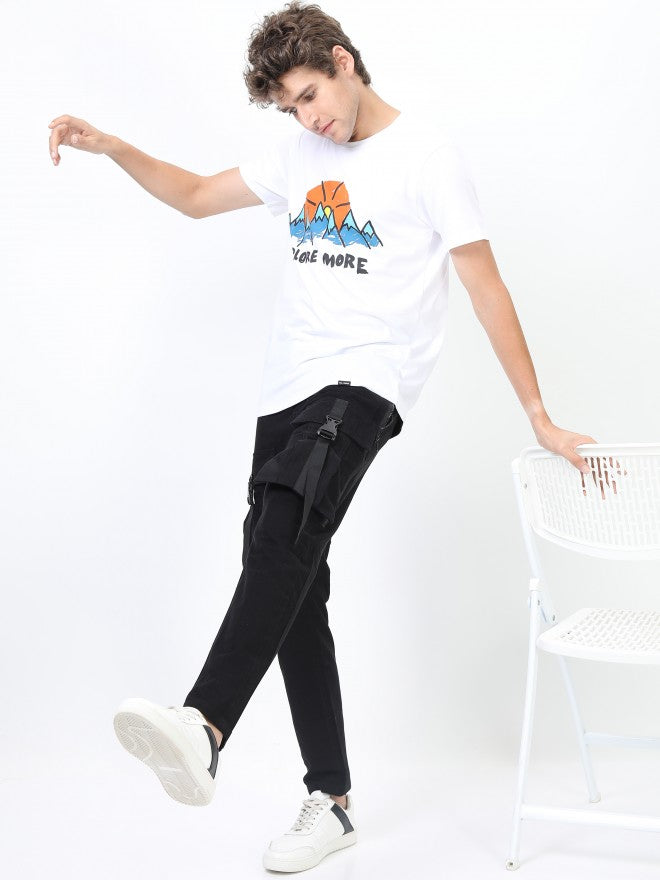 Highlander Men White Printed Round Neck Cotton T-shirt - White - Image 2