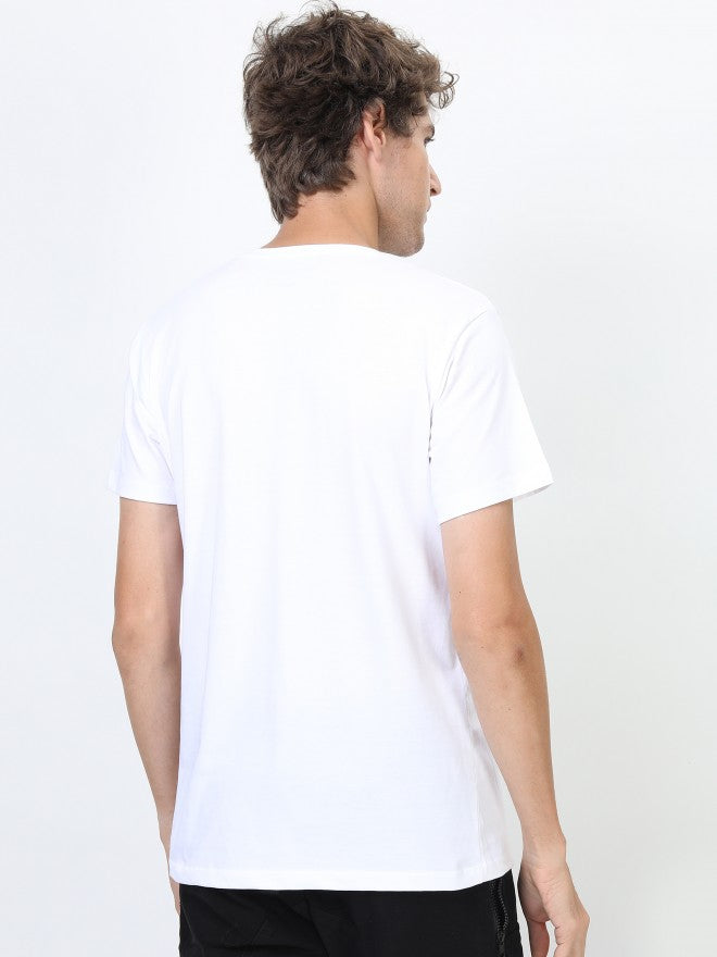 Highlander Men White Printed Round Neck Cotton T-shirt - White - Image 3