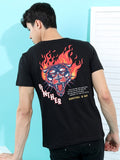 Highlander Men Jet Black Printed Round Neck Cotton T-Shirt - Black - Image 1
