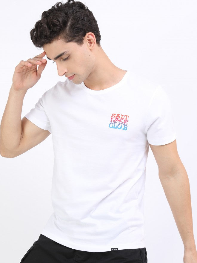 Highlander Men Bright White Printed Round Neck T-Shirt - White - Image 3