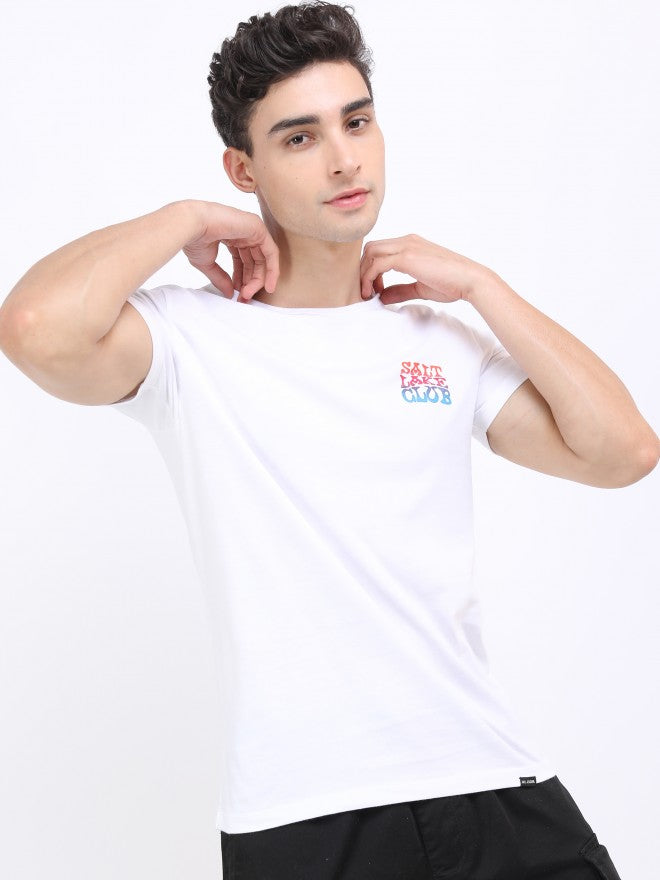 Highlander Men Bright White Printed Round Neck T-Shirt - White - Image 4