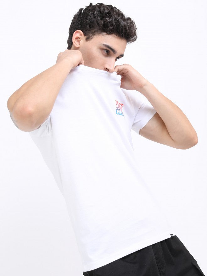 Highlander Men Bright White Printed Round Neck T-Shirt - White - Image 6